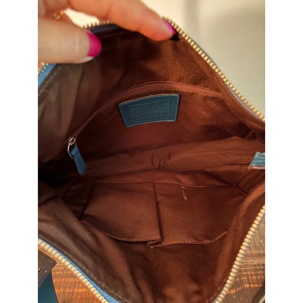 Coach Turquoise Chelsea Leather Buckle Convertible Shoulder Crossbody Hobo Bag